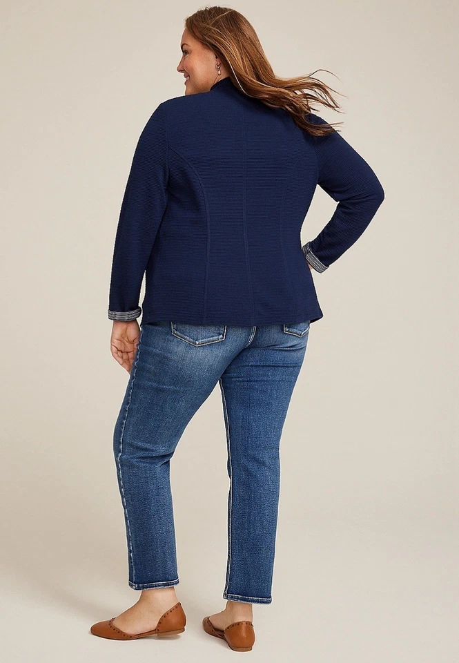 Blazer Maurice’s Talla Grande Tejido Sin Cuello Frente Abierto Talla XL Foto 2 de 3