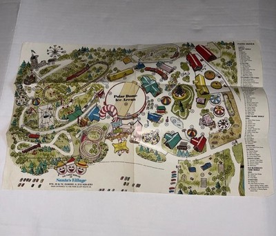 Rare THE THREE WORLDS OF SANTA'S VILLAGE Vintage Poster Map Dundee IL 21x14 