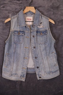 Mossimo Supply Co. Women's Denim Sleeveless Distressed Button Vest Size M