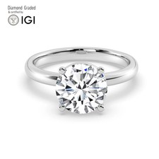 Round Diamond Engagement Ring Platinum Labgrown 3 Ct Solitaire