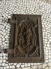 zabytkowy żeliwny piec reliefowy do drzwi kominkowych 18. / XIX wiek 22x14 cm