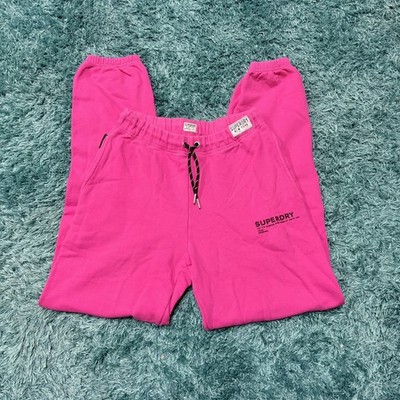 SUPERDRY Joggers 8 Pink Women's Cotton Sweatpants Elastic Waist Casual Trousers