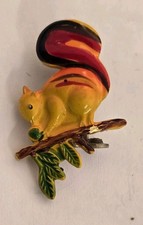 Vintage 1950s Enamel Squirrel Scatter Pin Woodland Animal Figural Brooch