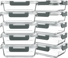 10 Packs 30 oz Glass Meal Prep Containers,Glass Food Storage Containers with 