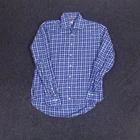Peter Millar Button Up Shirt Mens Large Blue Check Stretch Crown Fleece Cashmere