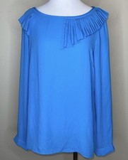 Banana Republic Vibrant Blue Pleated Ruffle Top Size S