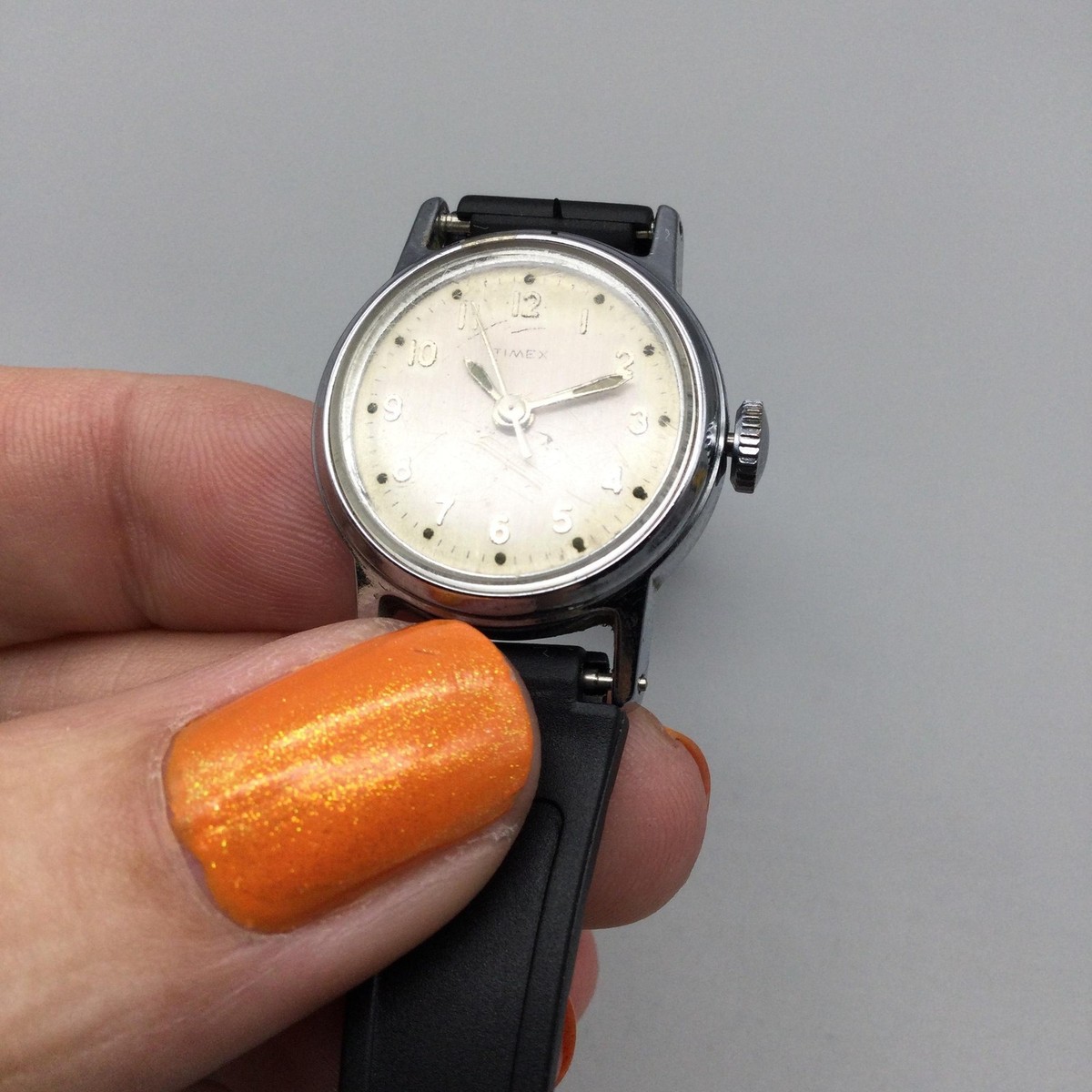 Vintage Timex Watch Womens 24mm Manual Wind Black Strap  display picture 3
