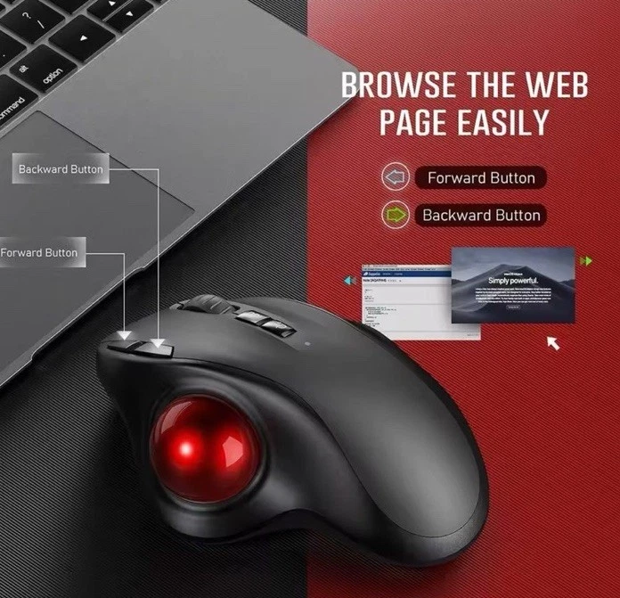 Trackball Wireless Mouse Rechargeable Bluetooth 2.4G USB Mouse Ergonomic Mice fo - Image 4 of 4