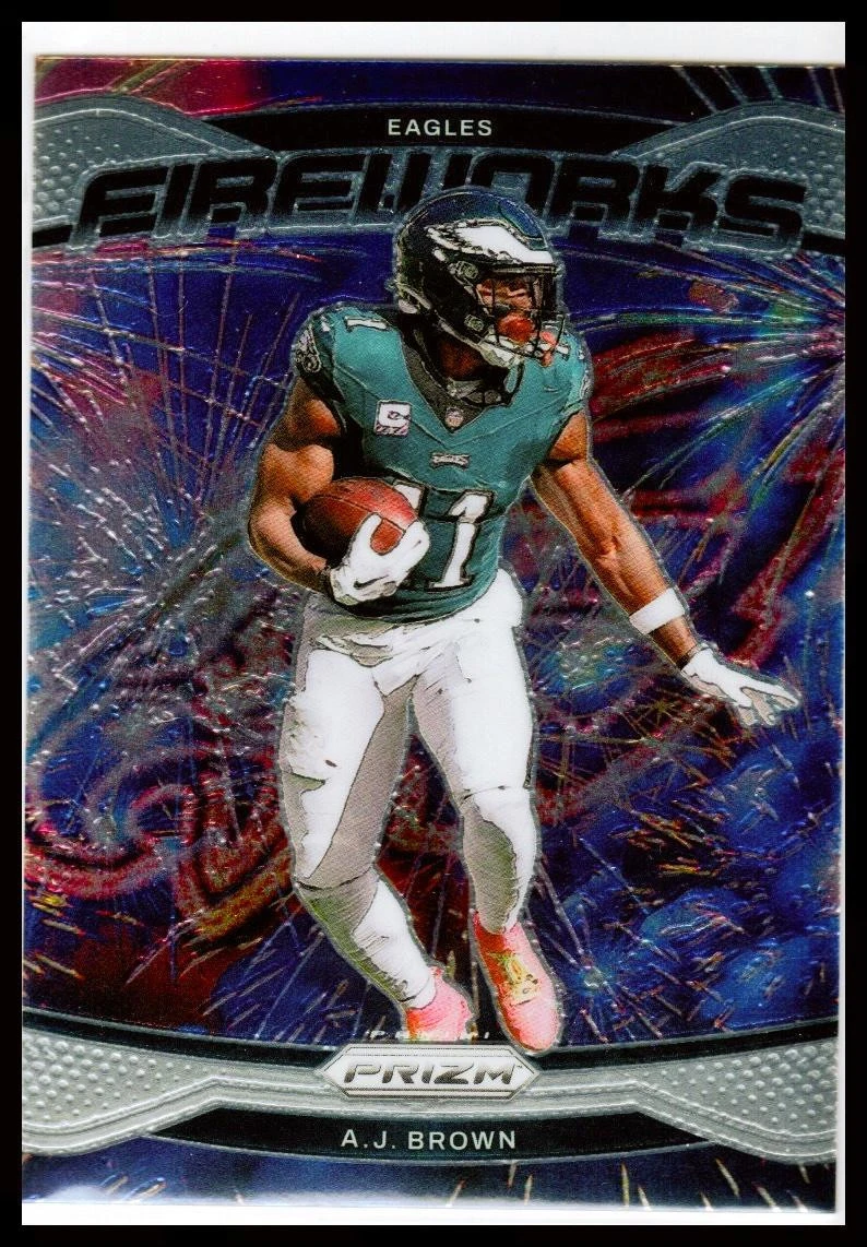 A.J. Brown - 2024 Panini Prizm #13 Fireworks Silver Prizm Philadelphia Eagles