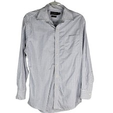 Lauren Ralph Lauren Dress Shirt 16 32/33 Slim Fit No Iron White Black Blue