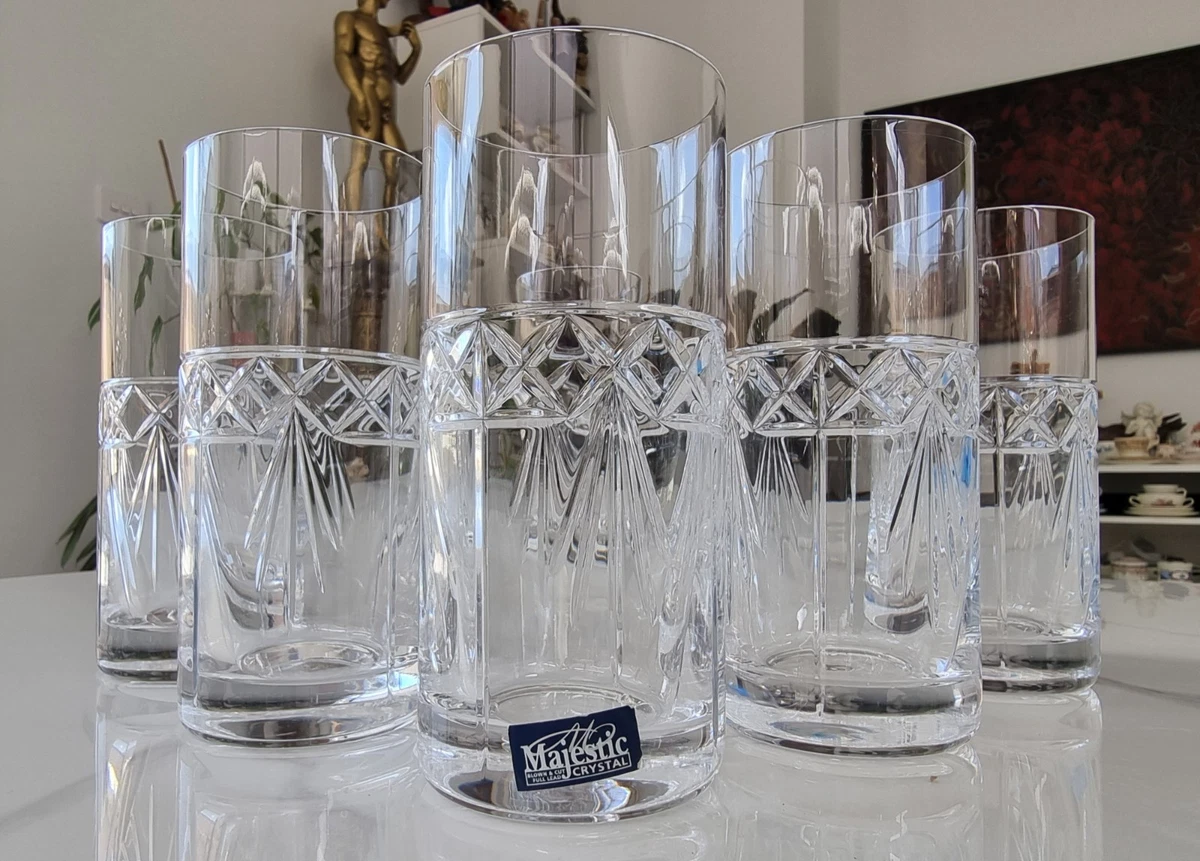 6 Bohemia Majestic Blown And Cut Full Lead Crystal  HIGHBALL Tumblers  350ml