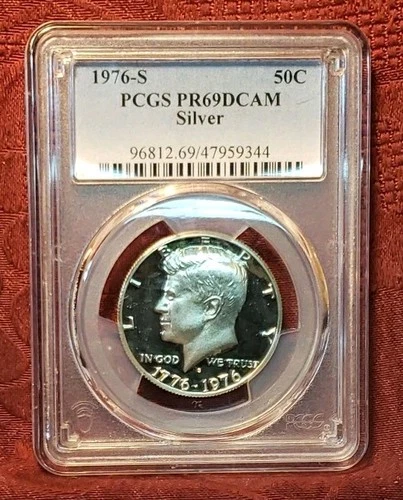 1976-S Kennedy Silver Proof Half Dollar JFK,  PCGS PR69 DCAM, Bicentennial, 50¢