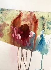 Abstract Mixed Media Painting on 11 X 15” Paper Contemporary