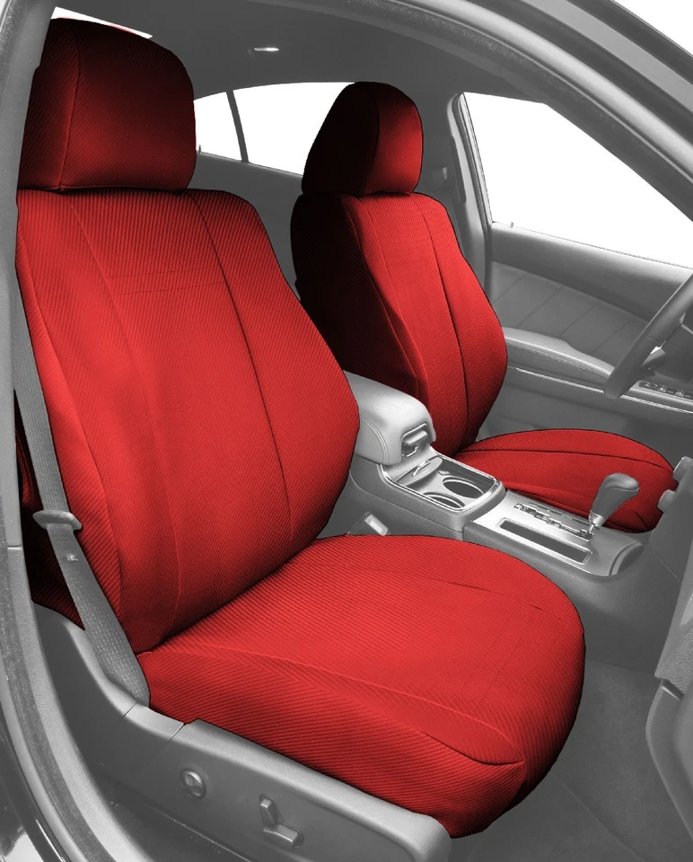 CalTrend Car Seat Covers Fit Dodge Challenger 2015-2023 Red Carbon Fiber Custom - Image 2 of 4
