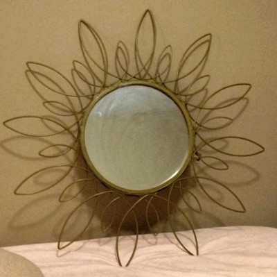 23'' Gold Sunburst w/ 10'' Mirror  Vintage HippieBoho Starburst Heavy Wall Decor 