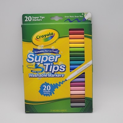 Crayola Washable Super Tips Markers Draw Thick & Thin Lines, 20 Count 