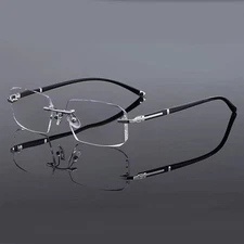 Men Rimless Blue Light Blocking Reading Glasses Classic Presbyopic Glasses New