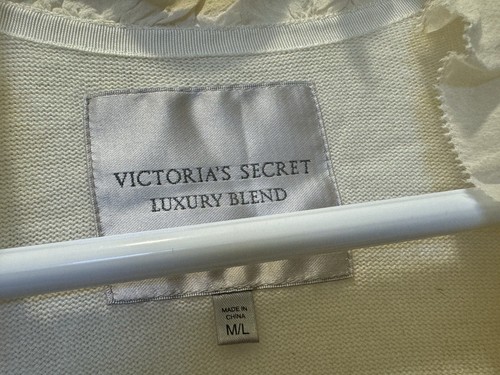 VICTORIA SECRET WUNDERSCHÖNER BEQUEMER CARDIGAN PULLOVER ELFENBEIN KASCHMIR-MISCHUNG WEICHER STRICK