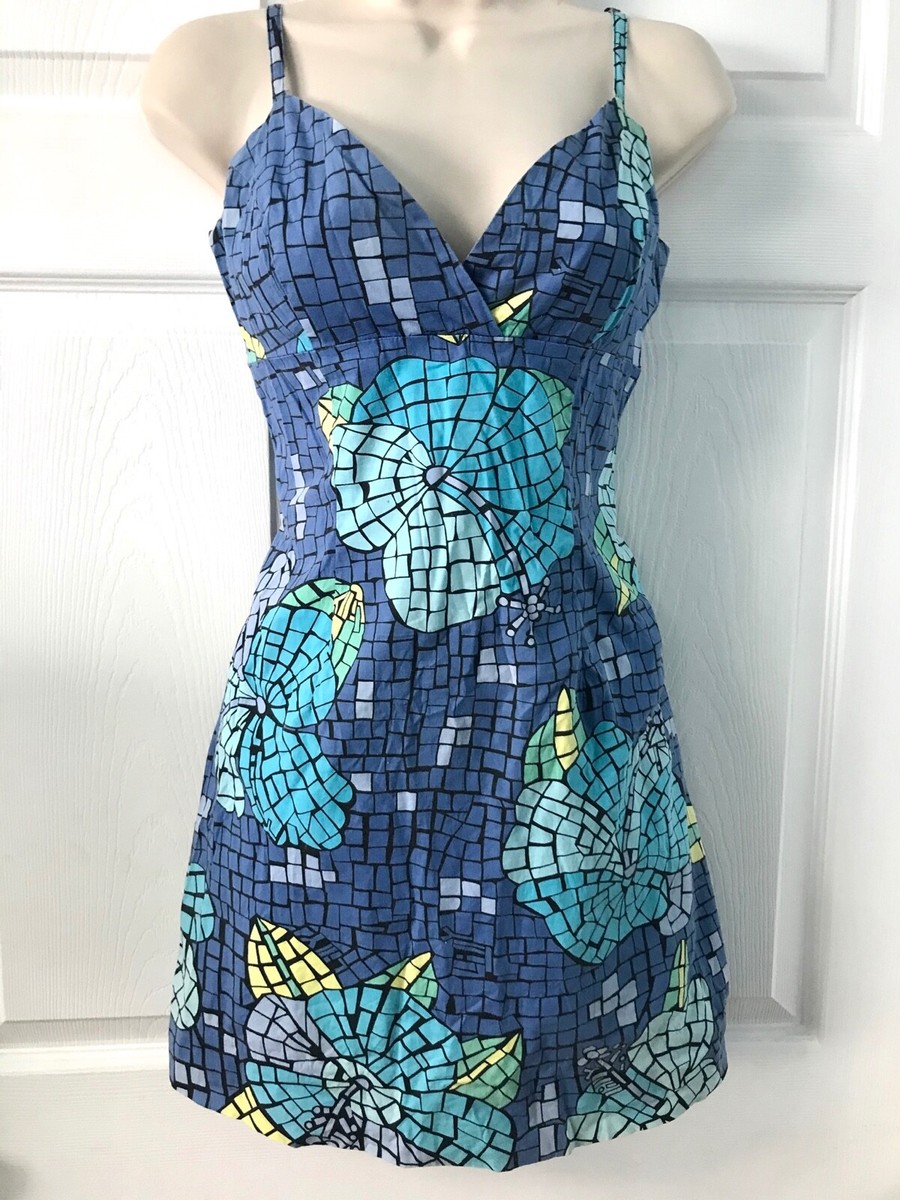 Lilly Pulitzer Strappy Sun Dress HB Blue Mosaic Black Molokini sz 4 RARE  Vintage | eBay