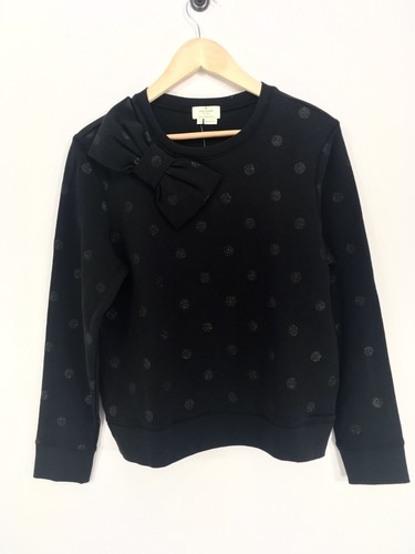 Kate Spade NWT Glitter Dot Bow Sweater Black MSRP $149 - Picture 4 of 8
