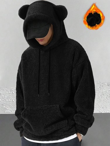 Fashion Mens Fleece Hoodie Workout Top Casual Hooded Coat Long Sleeve Sweatshirt - Picture 4 of 20