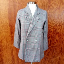High Street Women’s Double Breasted Coat Black / White Houndstooth Size M