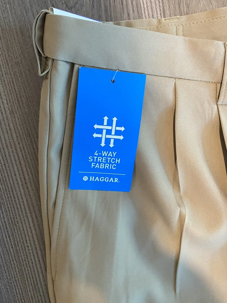 Haggar Mens Big Tall Cool 18 Pro Pleat Front Khaki Shorts size