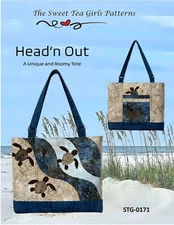Head'n Out Tote Bag Pattern 18 x 14x 3  Turtles Applique STG-0171