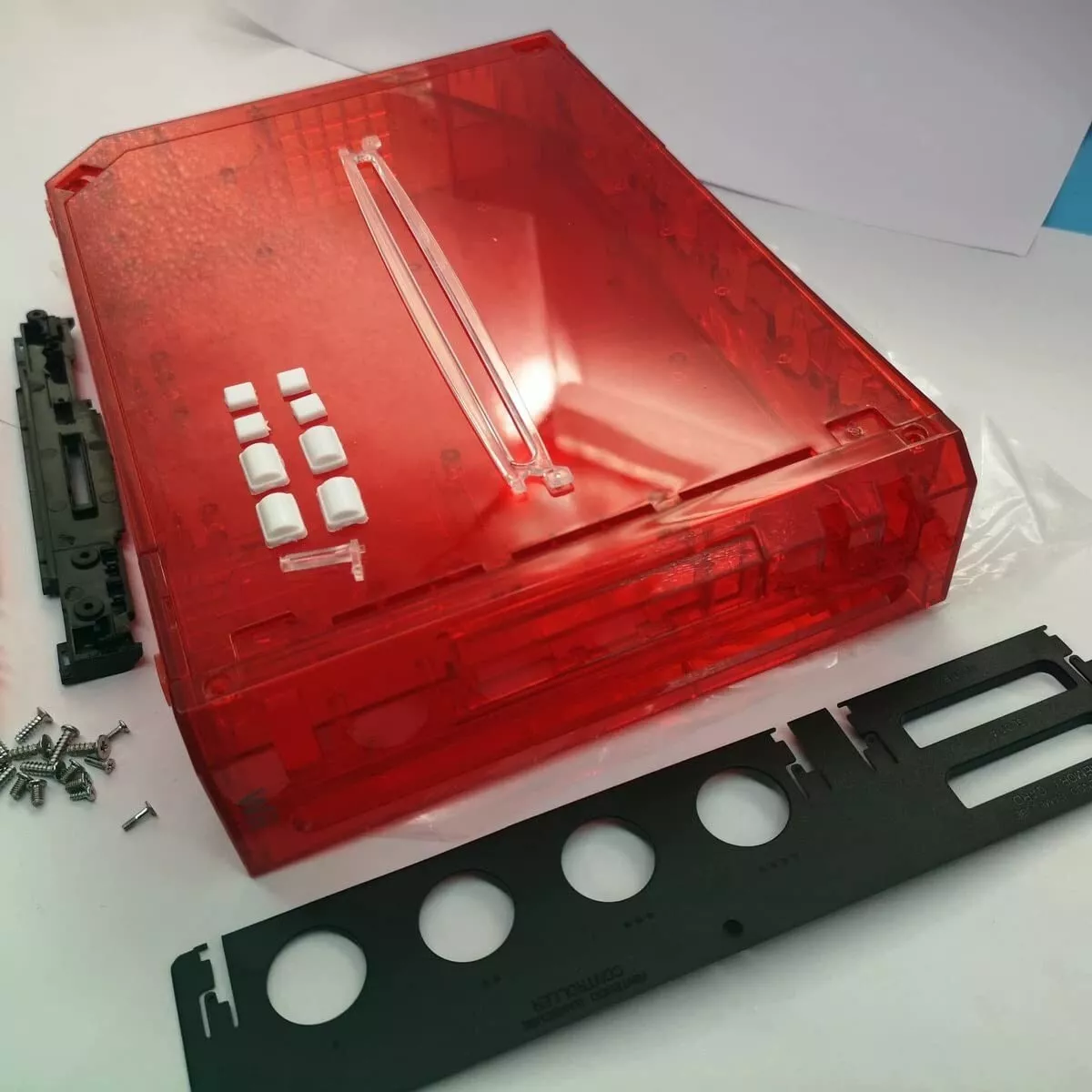 Nintendo Wii Replacement Shell Housing TRANSPARENT CLEAR RED