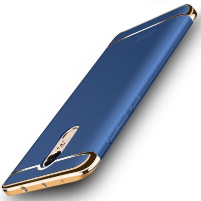 Handy Hülle Schutz Case für Xiaomi Redmi Note 4X Bumper 3 in 1 Cover Chrom Blau