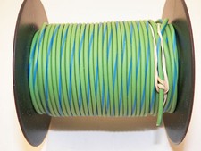 100 FOOT SPOOL 18 GAUGE GXL HI TEMP WIRE LT GREEN/BLUE STRIPE AUTOMOTIVE  FEET