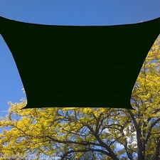 Heavy Duty Green 16.5 x 16.5' Square Mesh Canopy Shade Sail Backyard Lawn Awning