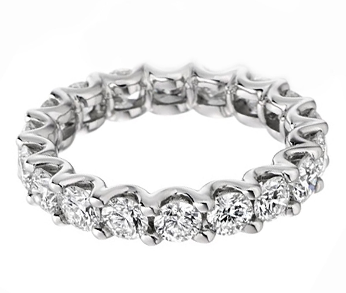 Round Brilliant Cut 18k Solid White Gold 5.50 Carat Diamond Eternity Band