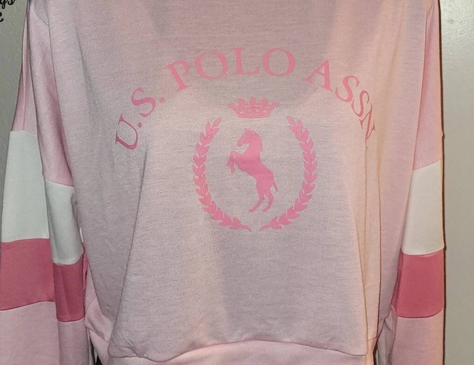 US Polo Association Mujer Rosa Pullover Sudadera Manga Larga Talla Grande Usada en Excelente Condición  Foto 2 de 4
