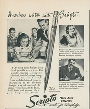 1947 Scripto Pens Pencils School Teacher Housewife Businessman Vtg Print Ad L31