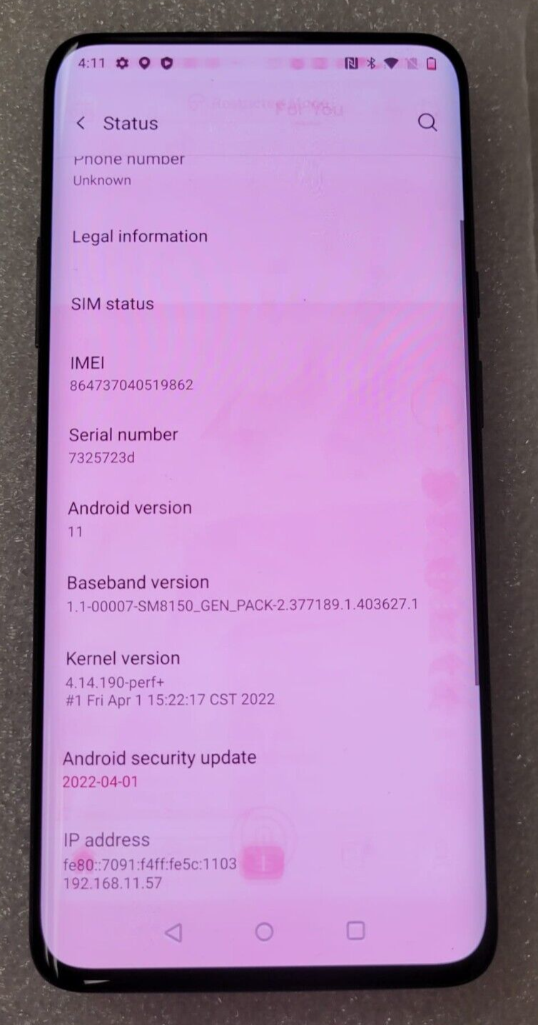 GOOD OnePlus 7 Pro UNLOCKED 256GB 8GB RAM Mirror Gray Screen Burn