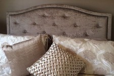 New Design Dews Buttoned Studded Bed Headboard in Soft Plush Fabric 30" Height