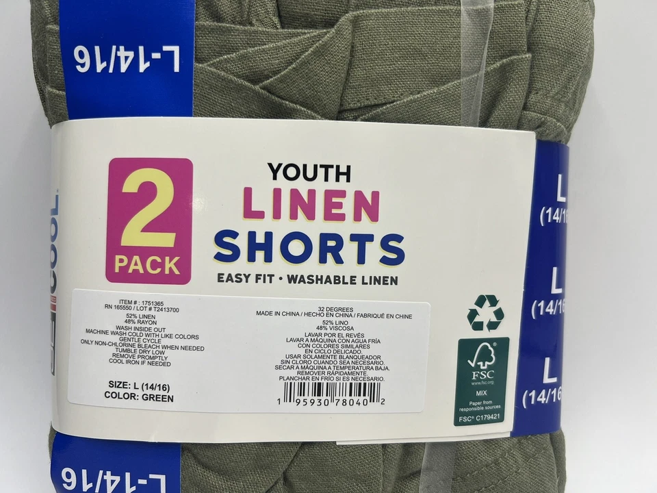 Paquete de 2 pantalones cortos de lino verde y tostado a lunares talla L (14/16) 32 grados geniales para niñas Foto 4 de 4