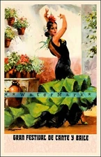 Spain 1973 Great Festival Of Singing Dancing Vintage Poster Print Retro Style