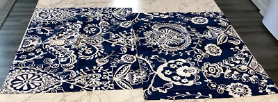 2 Pc. Pottery Barn Dorm NATALIA Standard Size Pillow Shams Navy Blue & White EUC