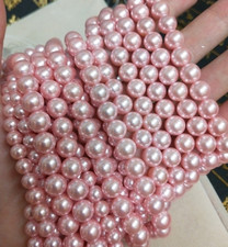 6/8/10mm Round Natural Pink Sea Shell Pearl Loose Beads Jewelry Making Strands