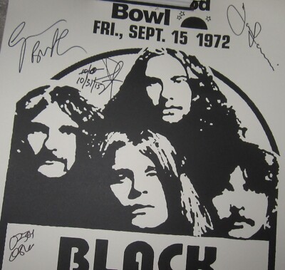 BLACK SABBATH SIGNED HOLLYWOOD BOWL POSTER OZZY OSBOURNE AUTOGRAPH