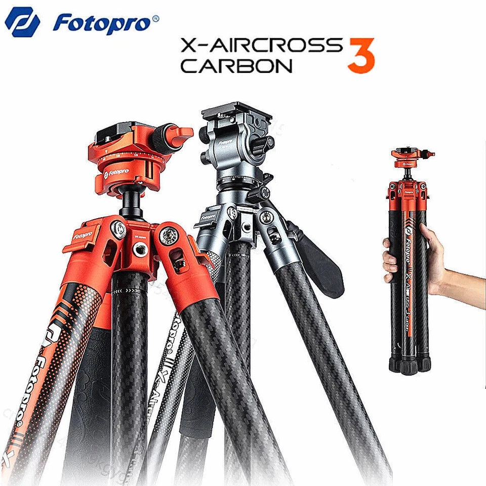 Fotopro X-Aircross 3 Carbon Fiber Quick Release Hydraulic Ballhead Video Tripod - image 3 of 4