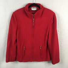 Vintage Mario De Pinto Coat Womens Small Red Wool Blend Full Zip Jacket Retro