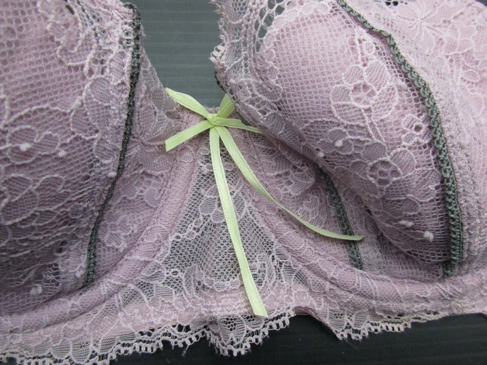 Sujetador Demis Acolchado 34B DKNY Para Mujer Rosa/Gris Encaje Con Aros Cierre Trasero 1J Foto 4 de 4