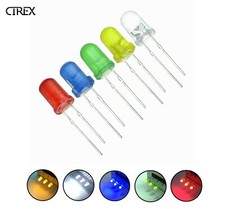 3mm LED Light Emitting Diode Red Green White Blue Yellow 20mA DIY (5x)