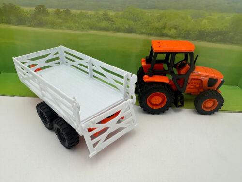 G Scale Kubota M5-1111 Orange Farm Tractor and Trailer from New Ray Toys 1:32 - Picture 4 of 5