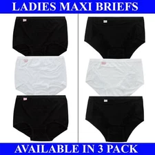 Womens Briefs Ladies Underwear Knickers Soft Comfy Light Cotton Maxi 3 Pairs 