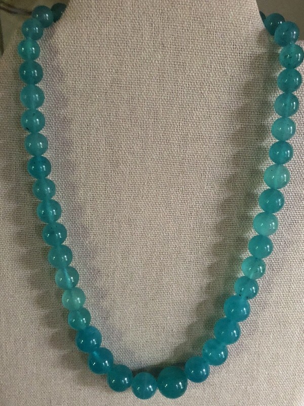 amazonite bead necklace 20 In. In Rhodium Over Sterling Silver