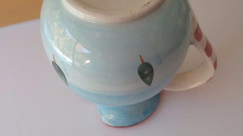 Hausenware Christmas Pitcher Blue Candy Cane Santa 8.5 " Sally Noil - Picture 7 of 7